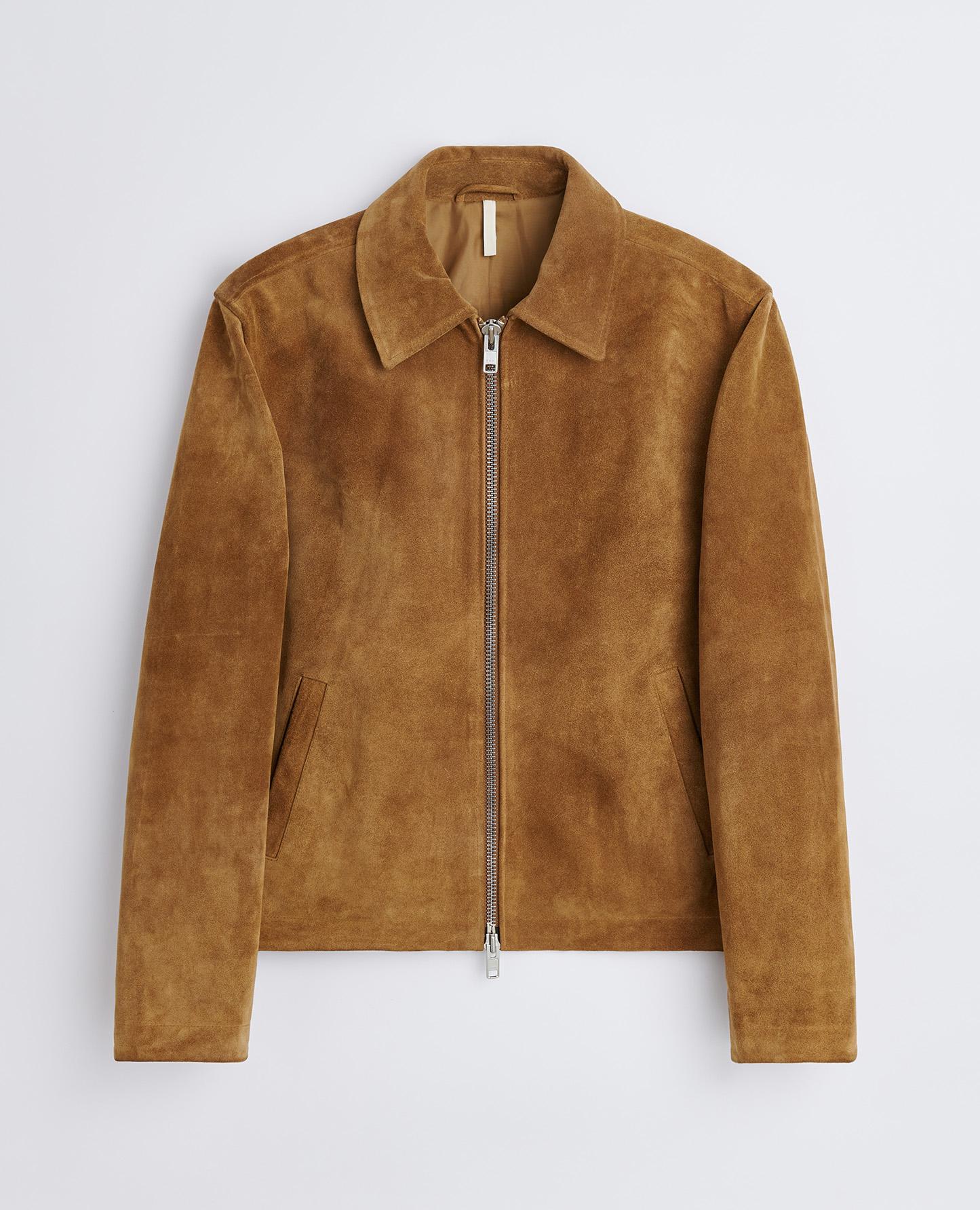 SHORT JACKET SUEDE . KHAKI