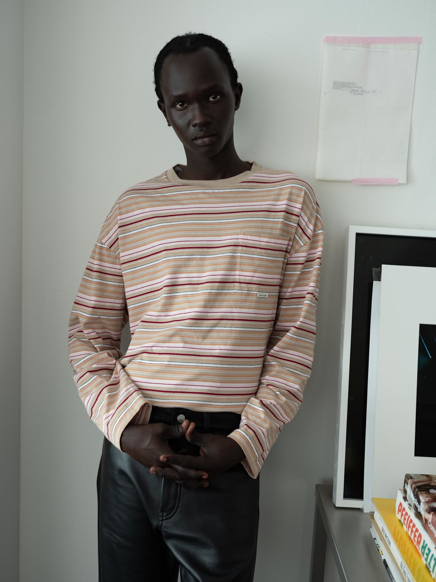 STRIPE LS POCKET TEE