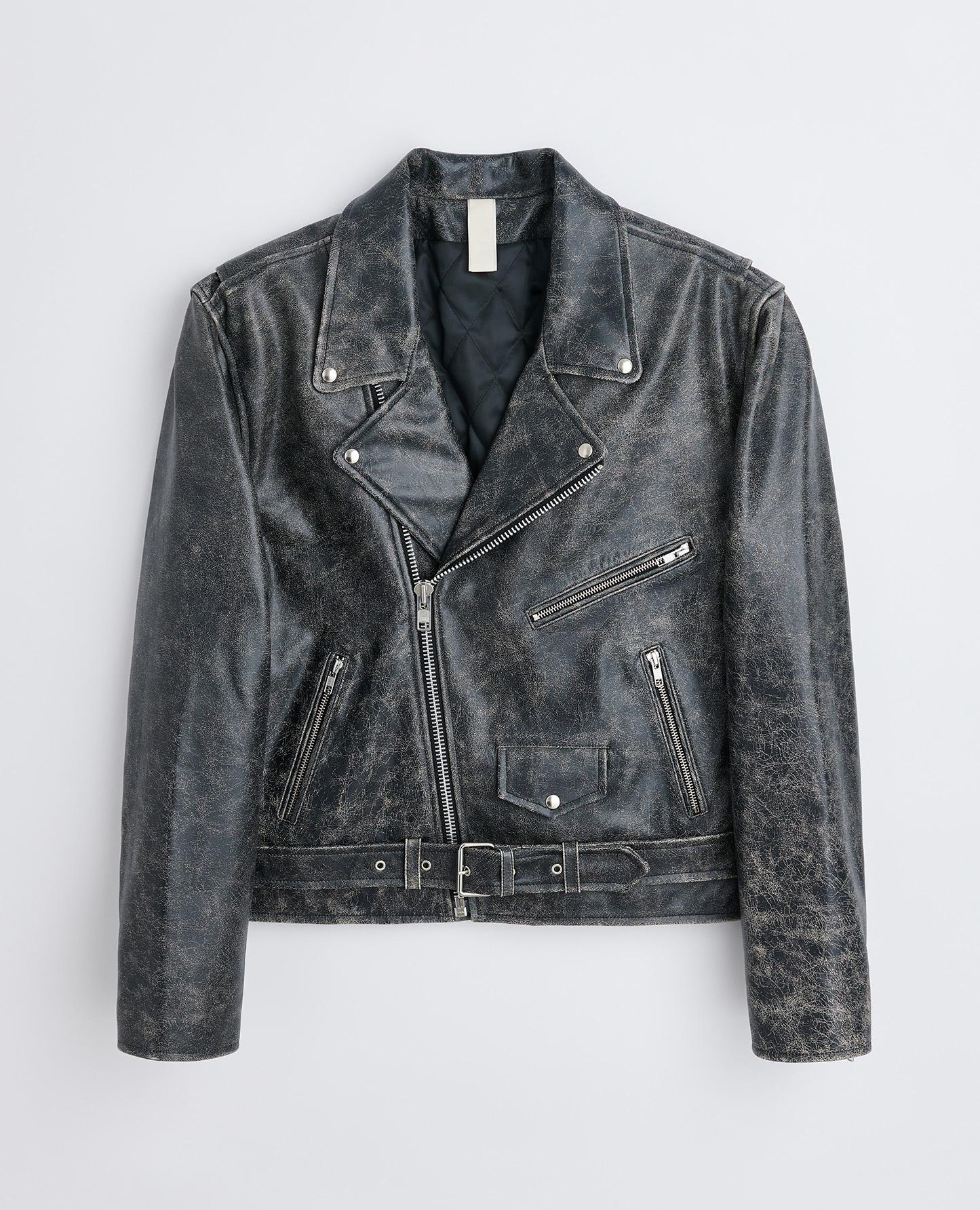 BIKER JACKET . WASHED BLACK