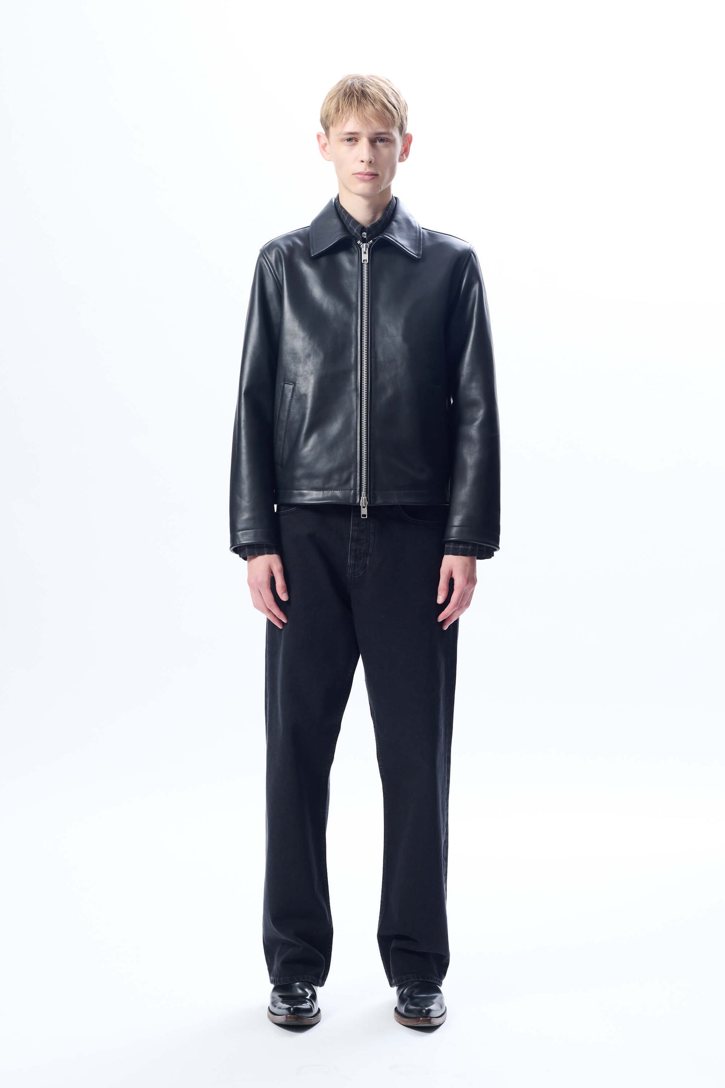 SHORT LEATHER JACKET BLACK