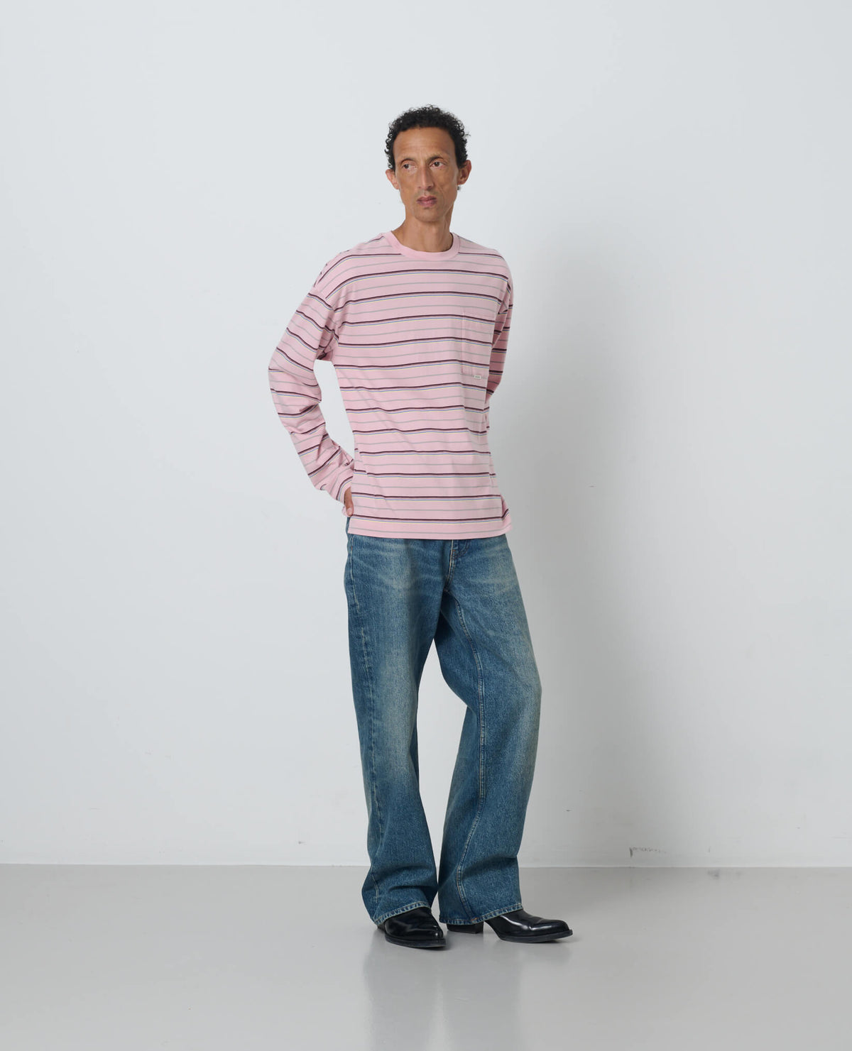 STRIPE LS POCKET TEE