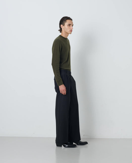 WIDE PLEATED TROUSER TROPICAL WOOL