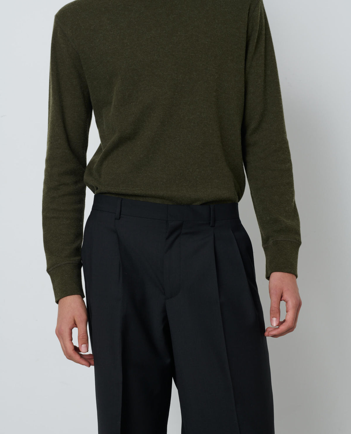 WIDE PLEATED TROUSER TROPICAL WOOL