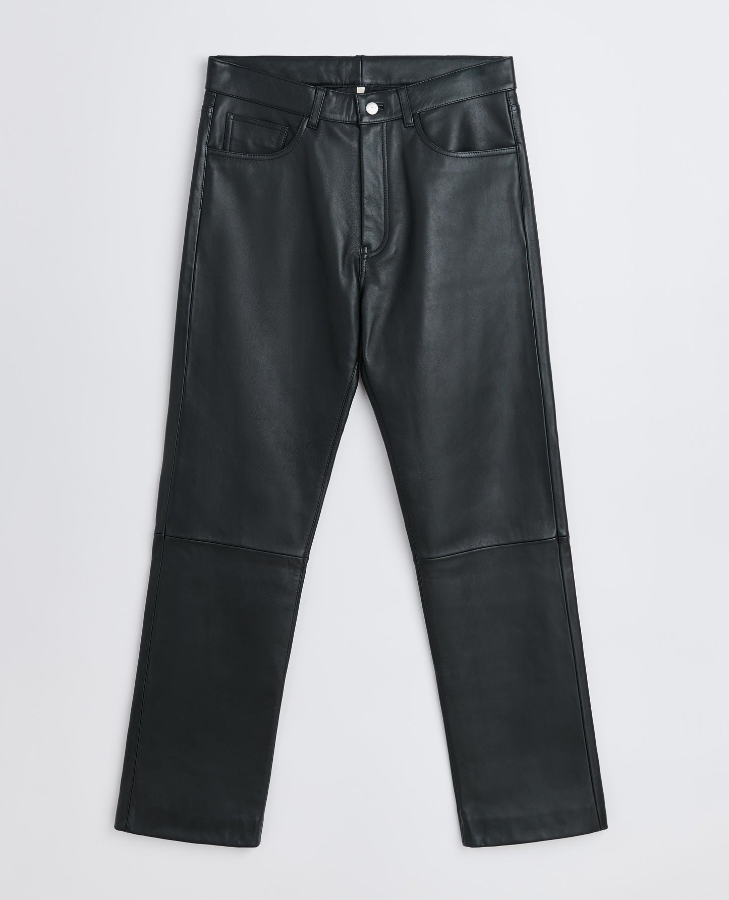 STRAIGHT LEATHER TROUSER . BLACK
